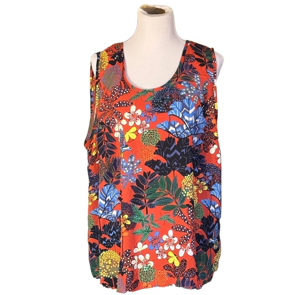 LOFT PLUS floral with hummingbirds sleeveless tank top size 20/22
